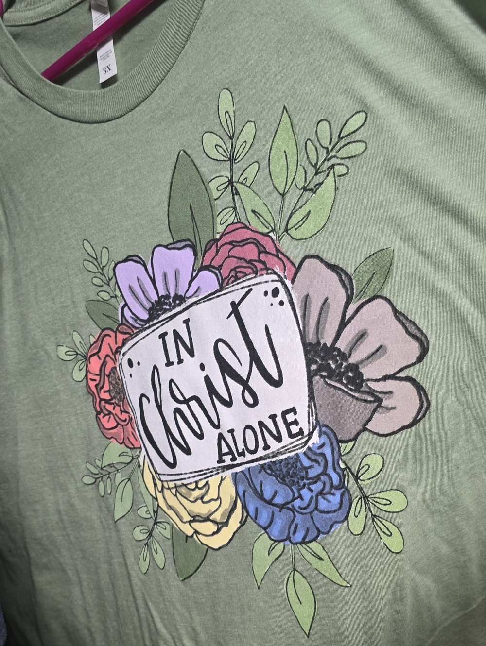 Sage Green 'In Christ Alone' Floral Graphic Tee